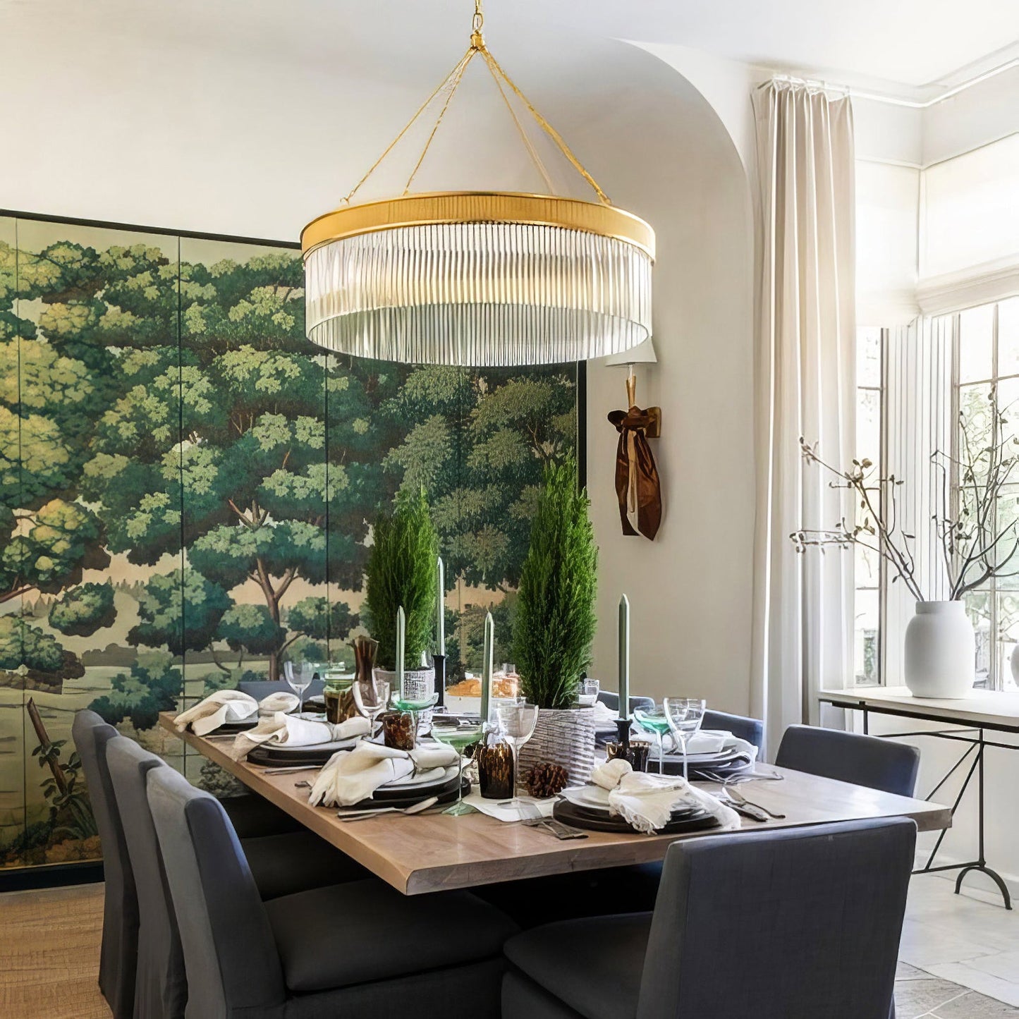 Ribbed Glass Ring Chandelier - Nuvé