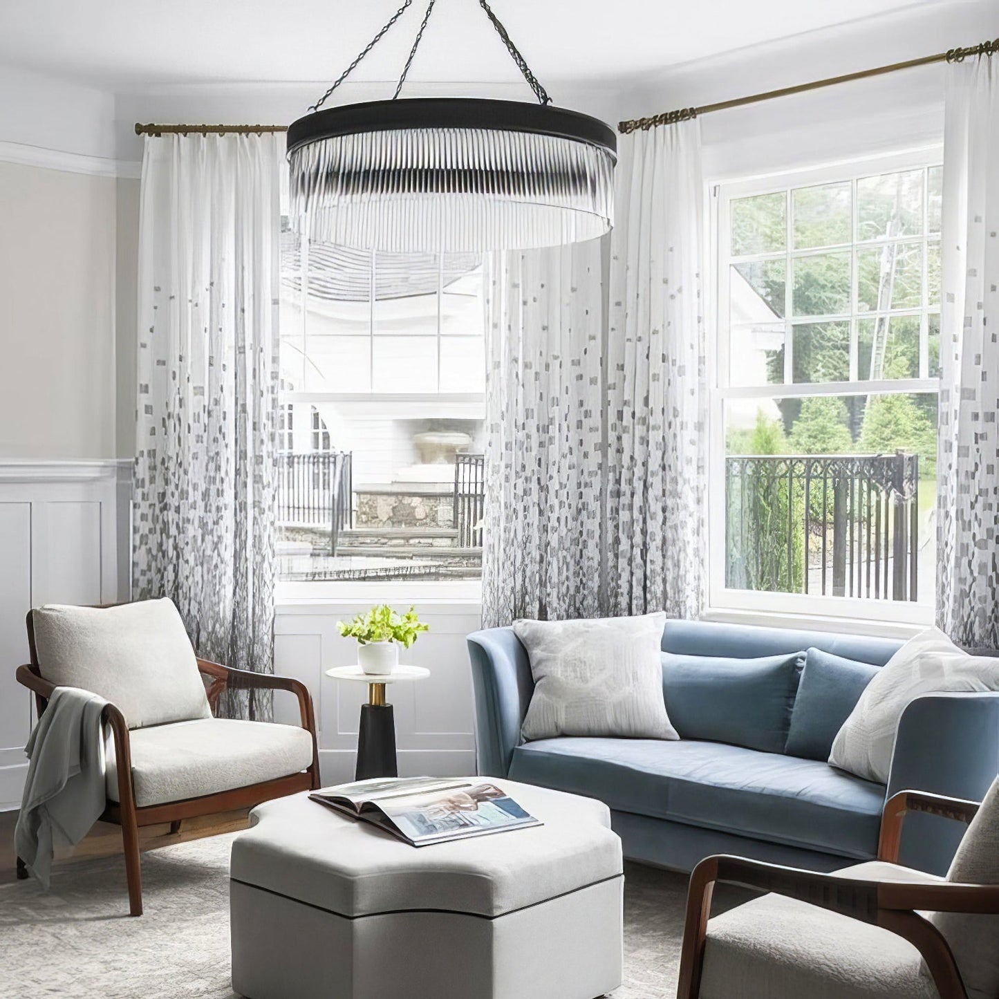 Ribbed Glass Ring Chandelier - Nuvé