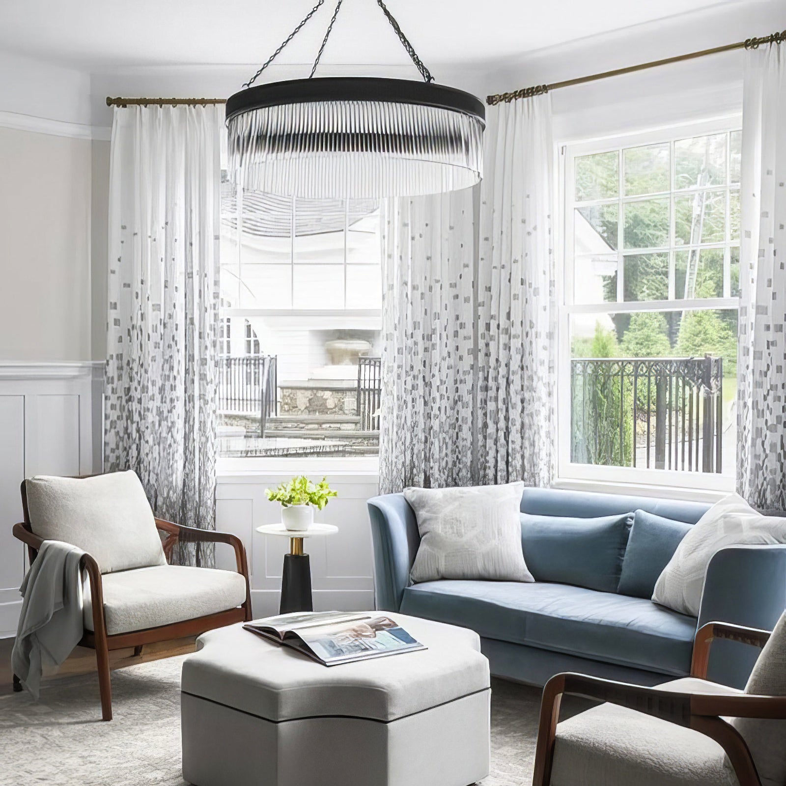 Ribbed Glass Ring Chandelier - Nuvé