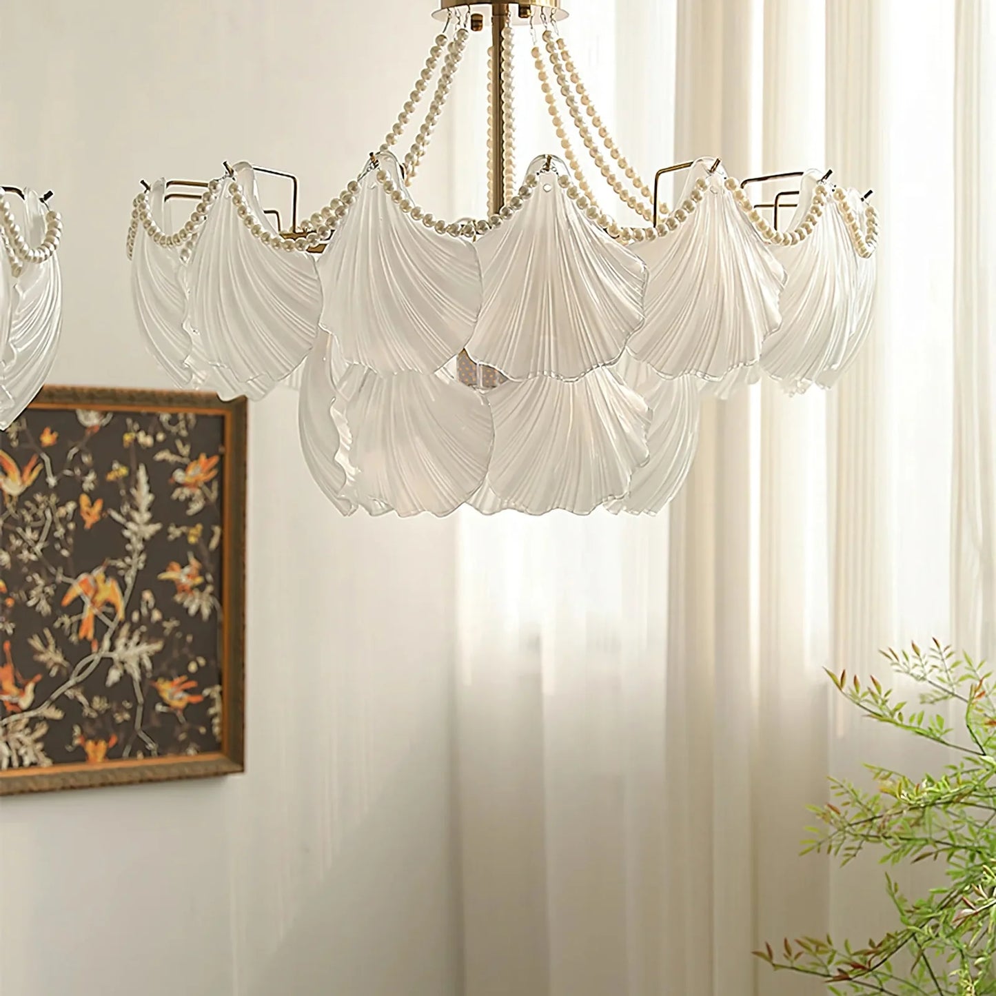 Ribbed Glass Shell Pendant Chandelier - Nuvé