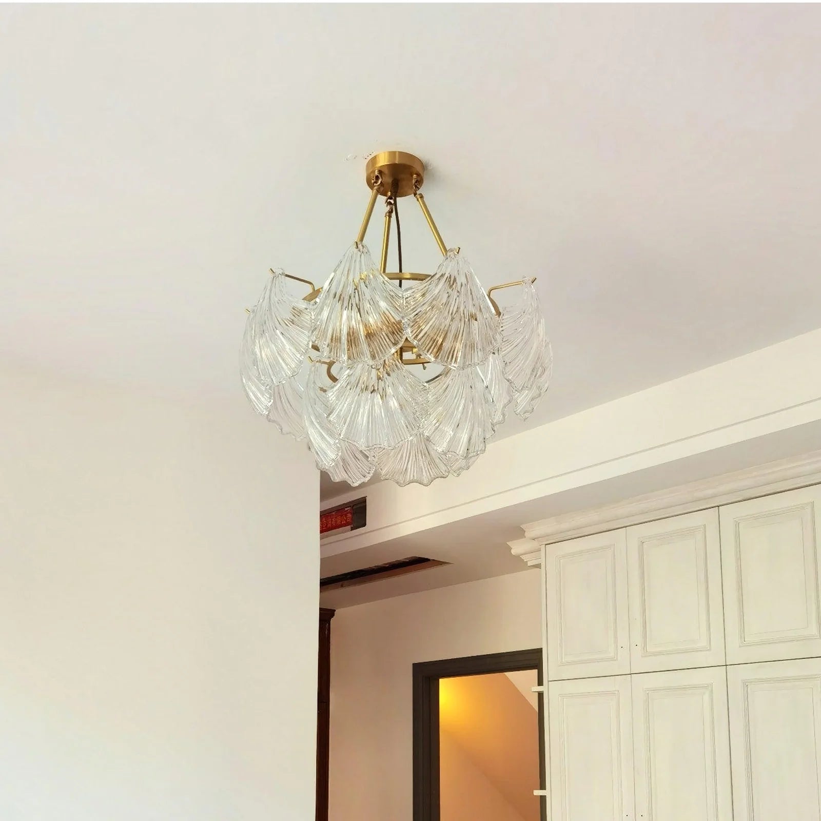Ribbed Glass Shell Pendant Chandelier - Nuvé