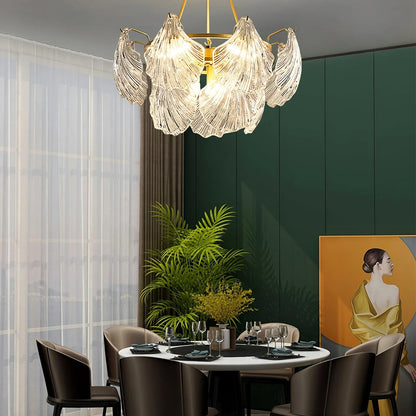 Ribbed Glass Shell Pendant Chandelier - Nuvé