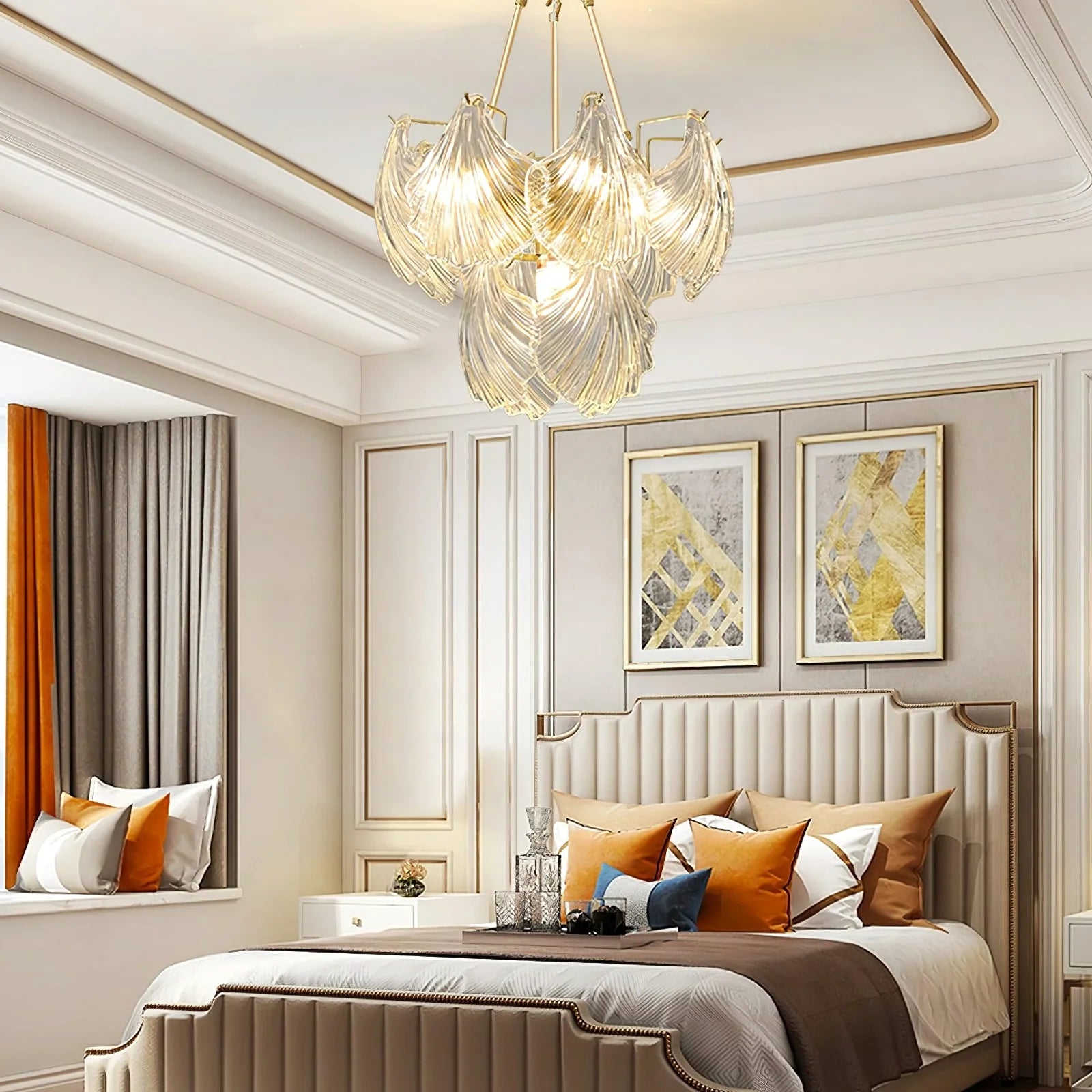 Ribbed Glass Shell Pendant Chandelier - Nuvé