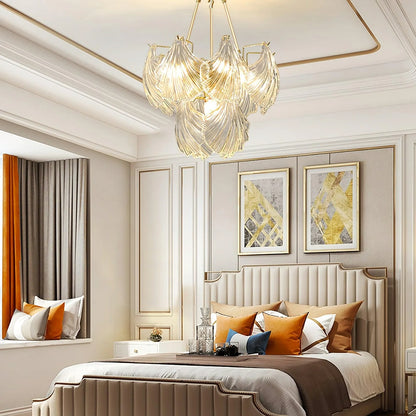 Ribbed Glass Shell Pendant Chandelier - Nuvé