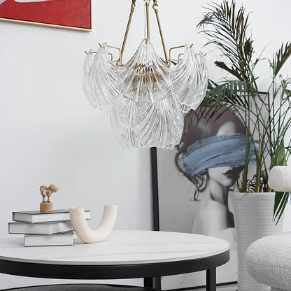 Ribbed Glass Shell Pendant Chandelier - Nuvé