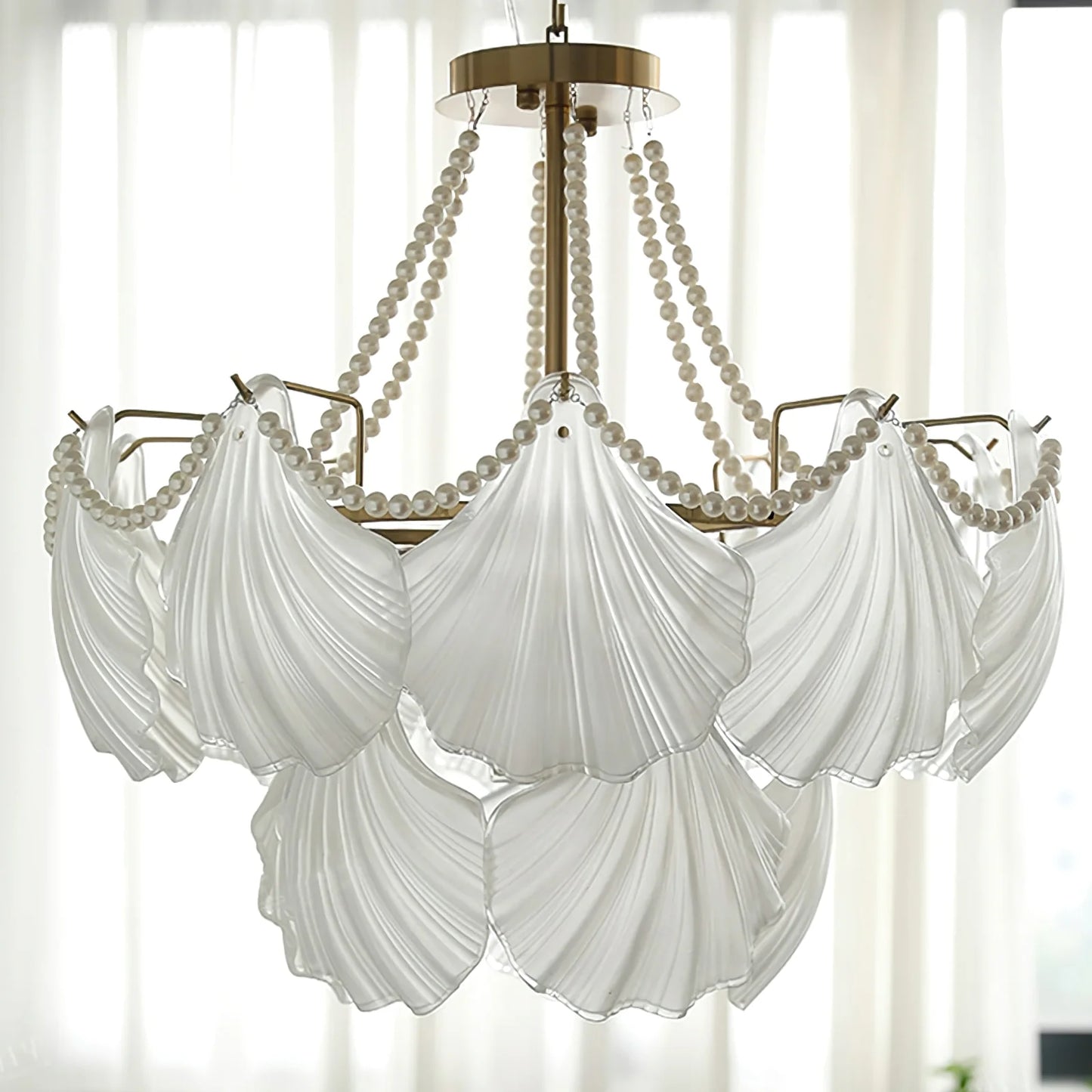 Ribbed Glass Shell Pendant Chandelier - Nuvé