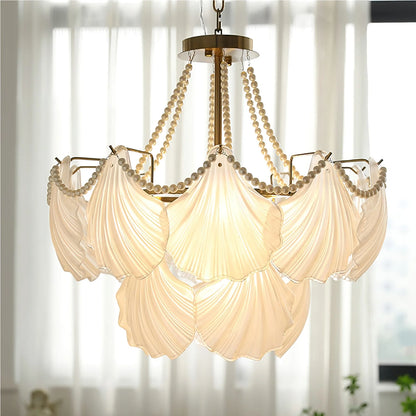 Ribbed Glass Shell Pendant Chandelier - Nuvé