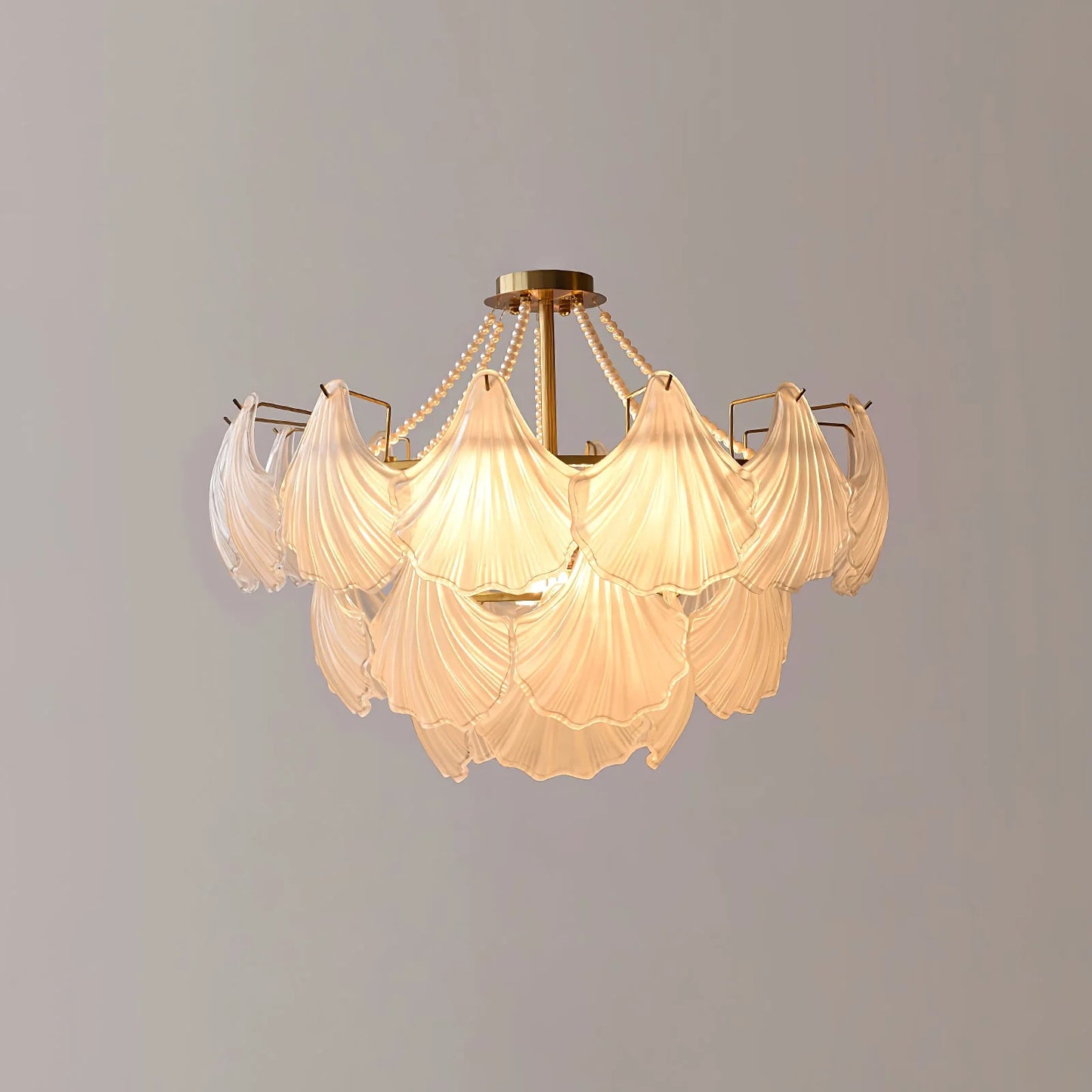 Ribbed Glass Shell Pendant Chandelier - Nuvé
