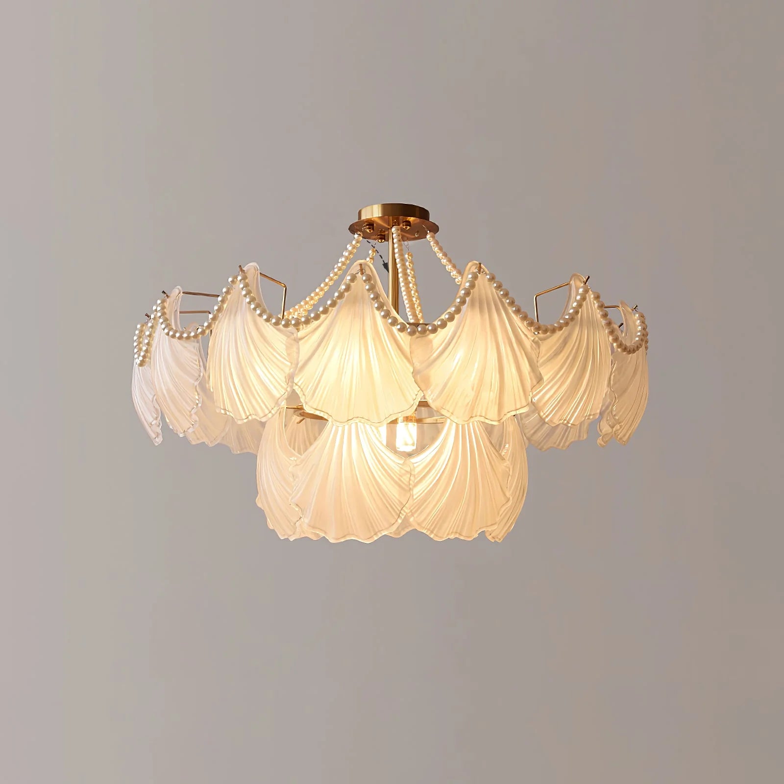Ribbed Glass Shell Pendant Chandelier - Nuvé
