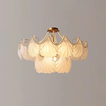 Ribbed Glass Shell Pendant Chandelier - Nuvé