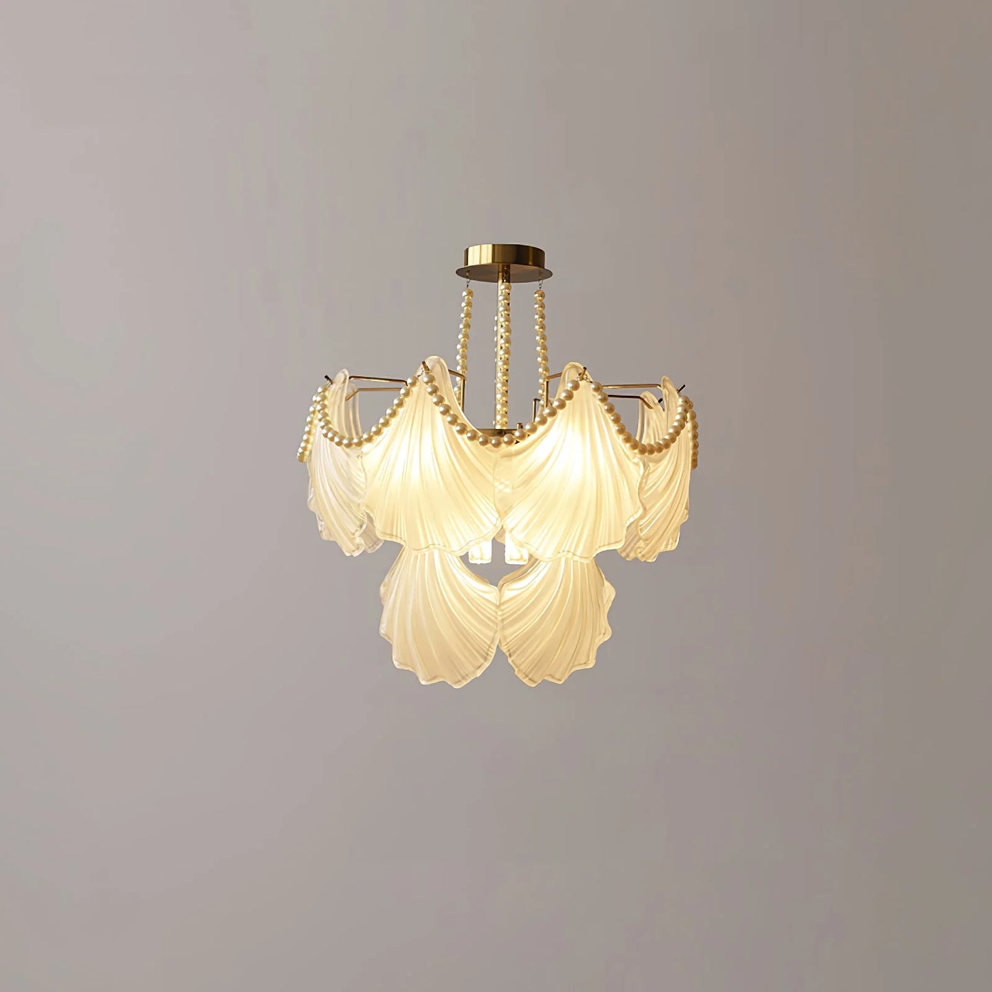 Ribbed Glass Shell Pendant Chandelier - Nuvé
