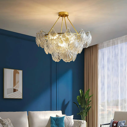 Ribbed Glass Shell Pendant Chandelier - Nuvé