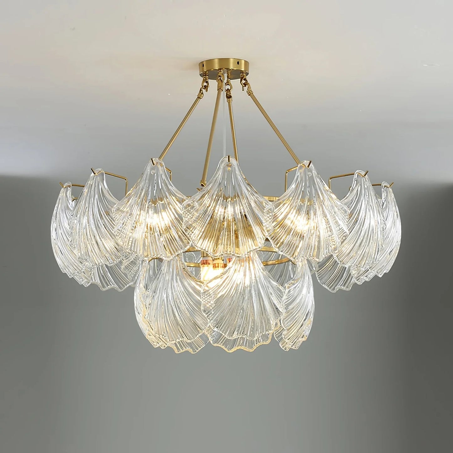 Ribbed Glass Shell Pendant Chandelier - Nuvé