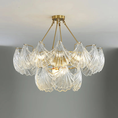 Ribbed Glass Shell Pendant Chandelier - Nuvé