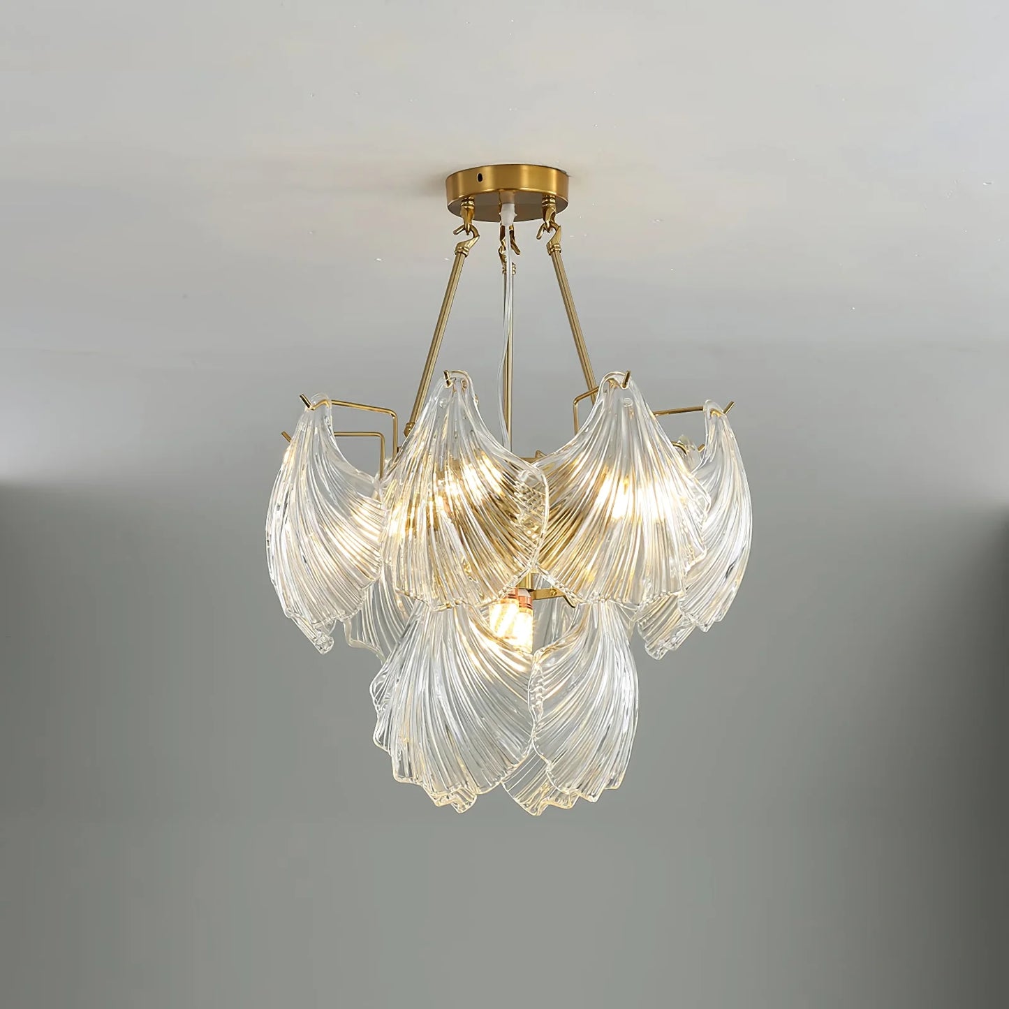 Ribbed Glass Shell Pendant Chandelier - Nuvé