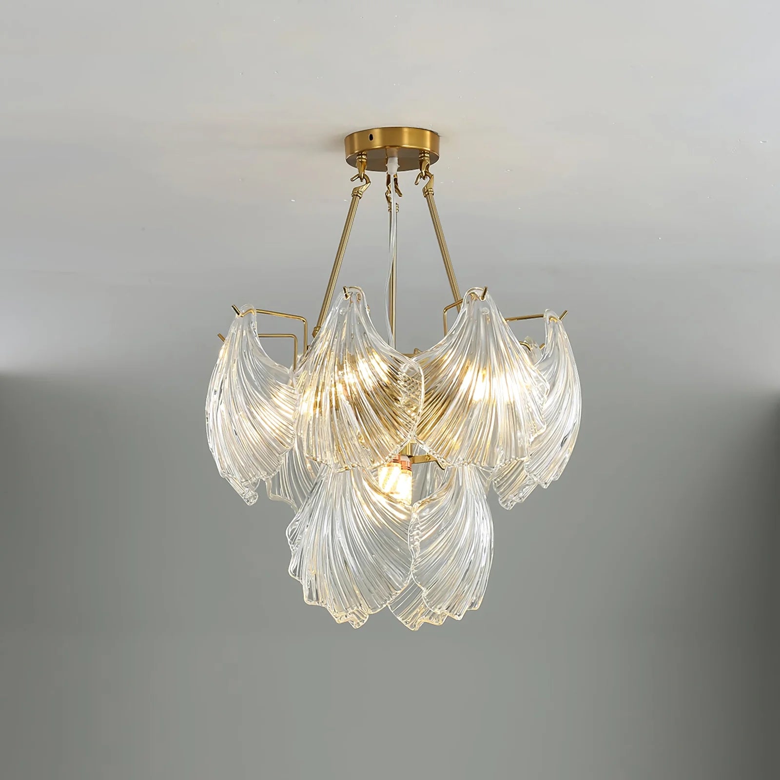 Ribbed Glass Shell Pendant Chandelier - Nuvé
