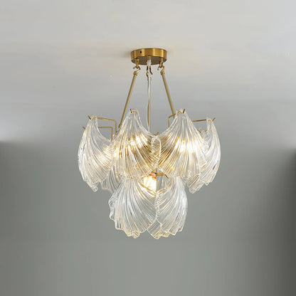 Ribbed Glass Shell Pendant Chandelier - Nuvé
