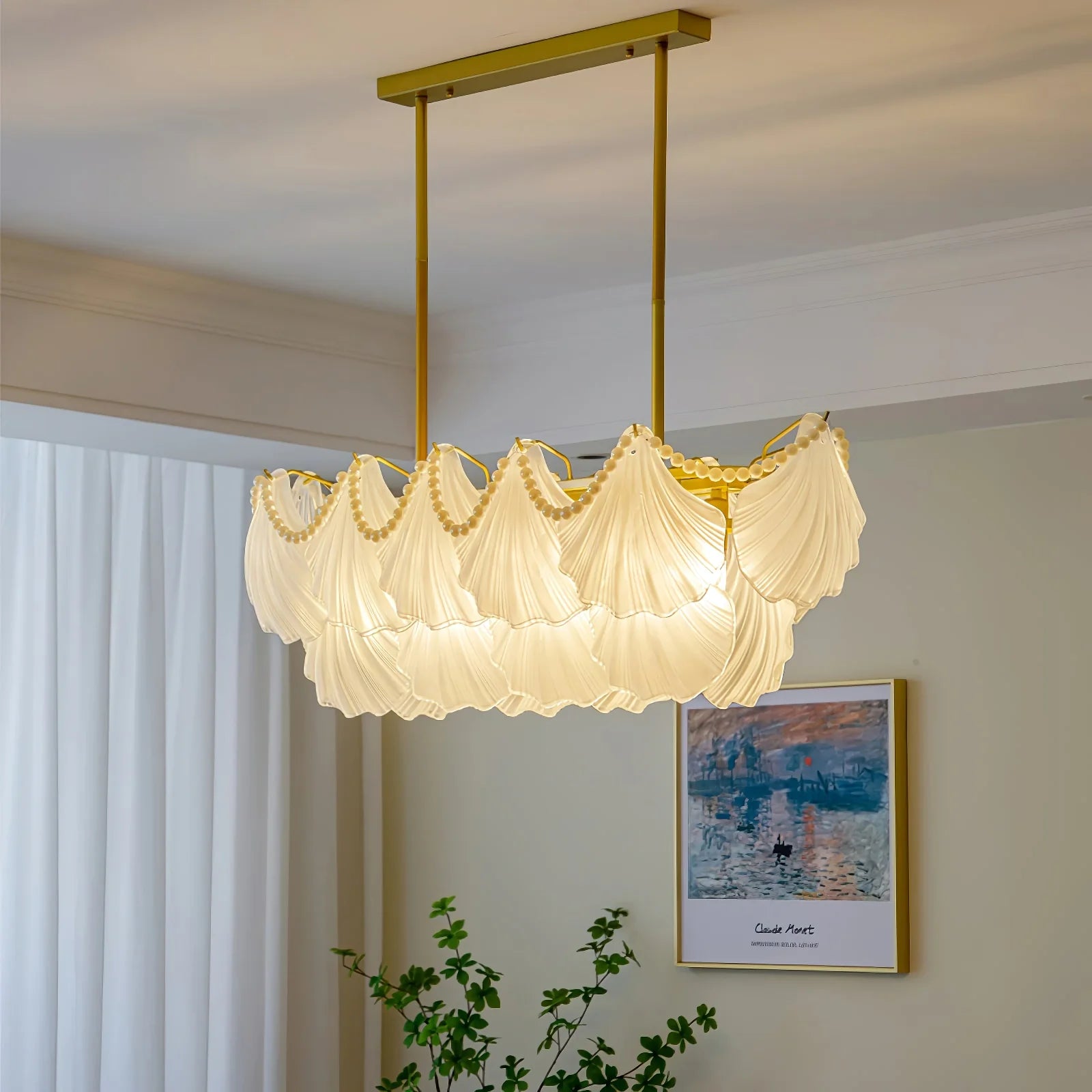 Ribbed Glass Shell Pendant Chandelier - Nuvé