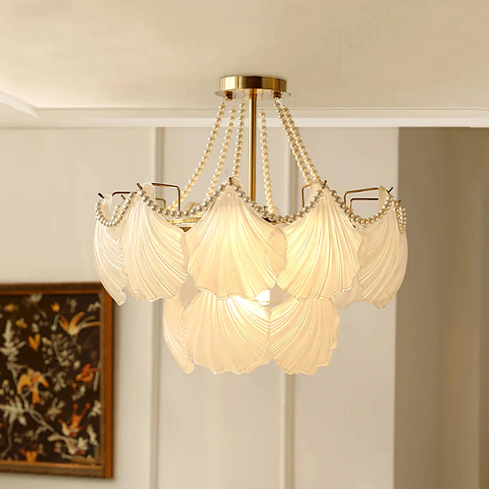 Ribbed Glass Shell Pendant Chandelier - Nuvé