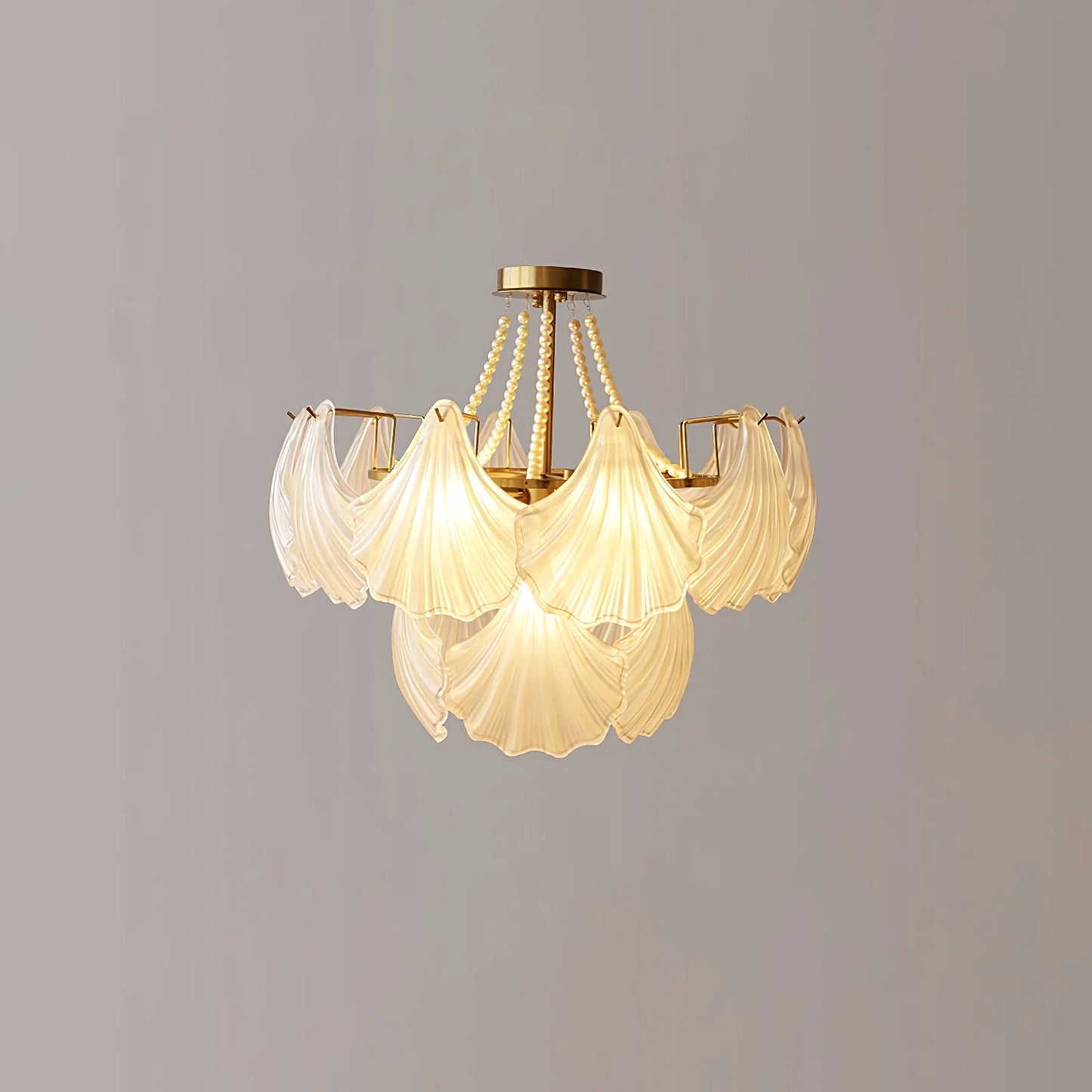 Ribbed Glass Shell Pendant Chandelier - Nuvé