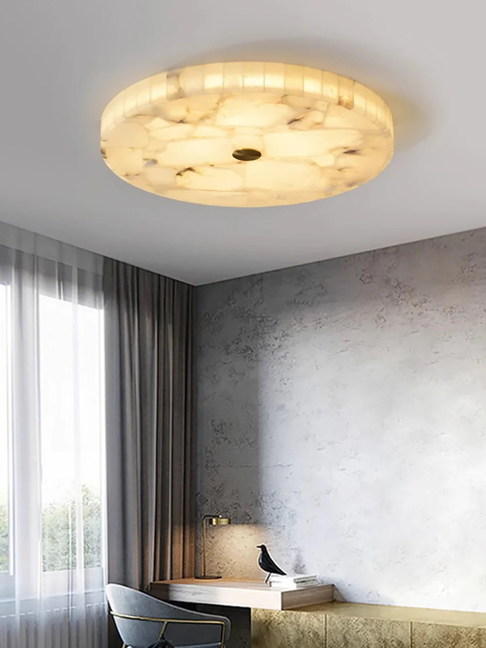 Alabaster Round Ceiling Lamp - Nuvé