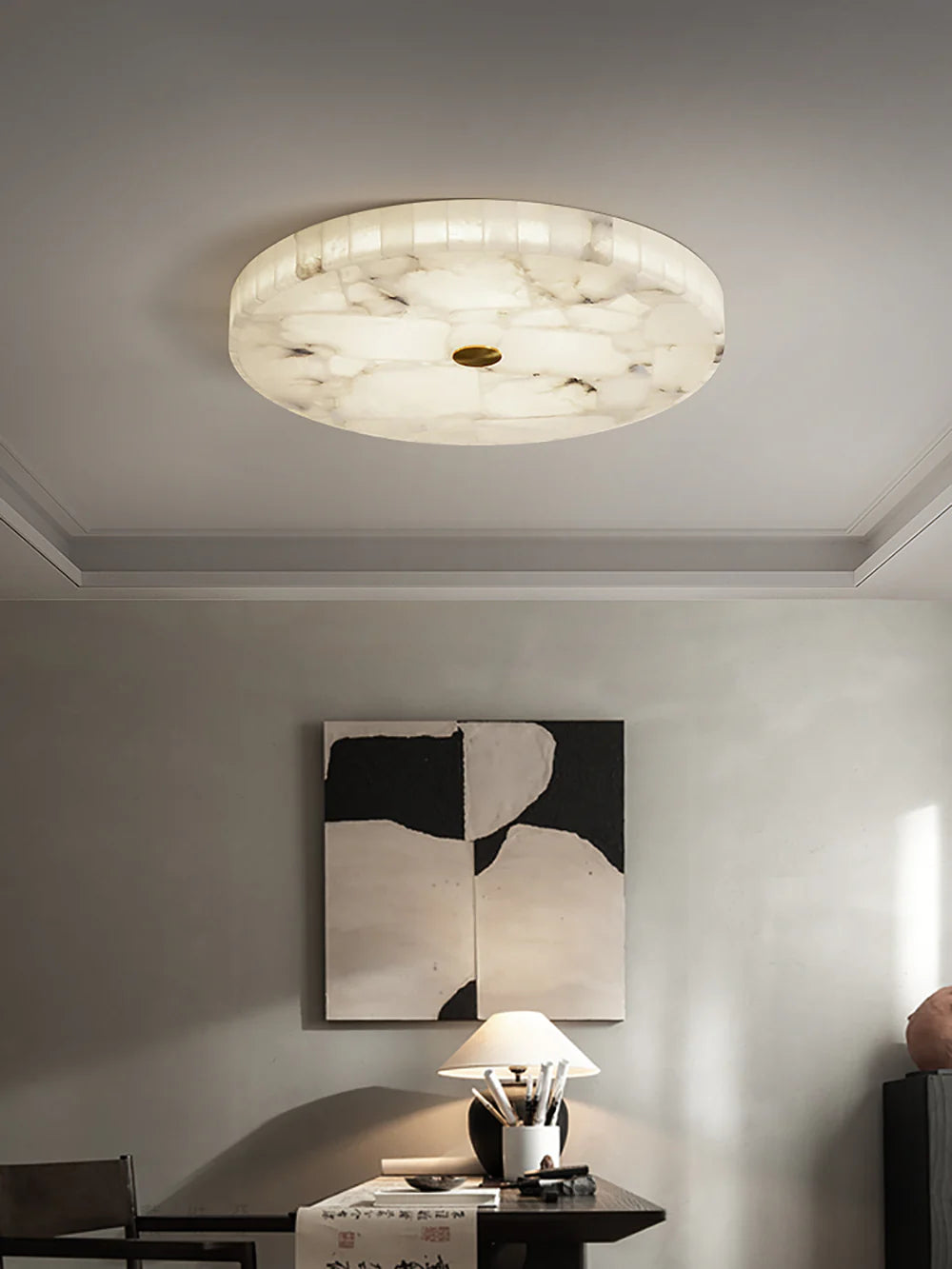 Alabaster Round Ceiling Lamp - Nuvé