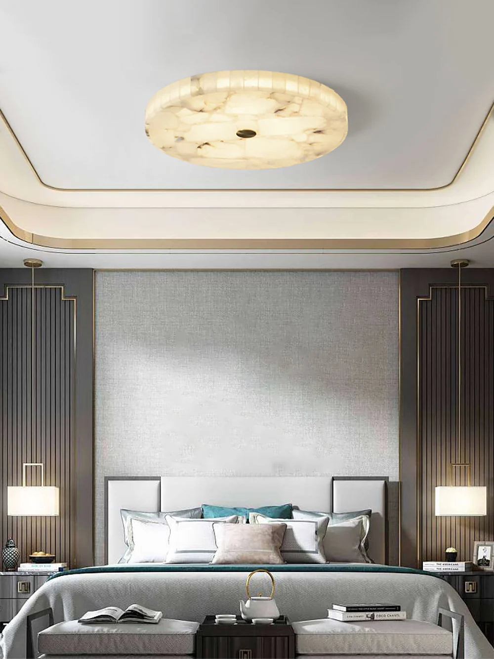 Alabaster Round Ceiling Lamp - Nuvé