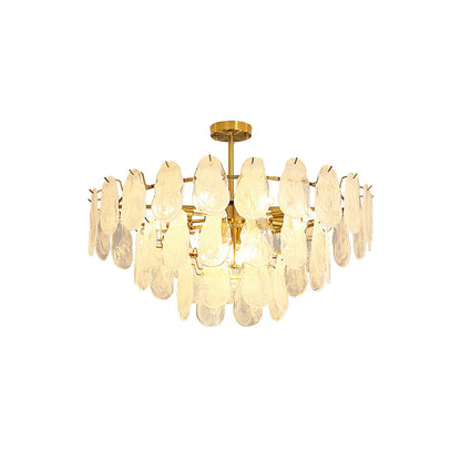 Round Cloud Glass Brass Chandelier - Nuvé