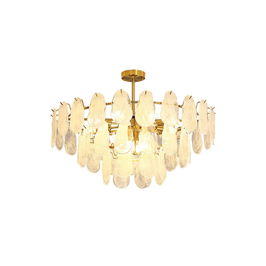 Round Cloud Glass Brass Chandelier - Nuvé
