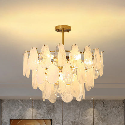 Round Cloud Glass Brass Chandelier - Nuvé