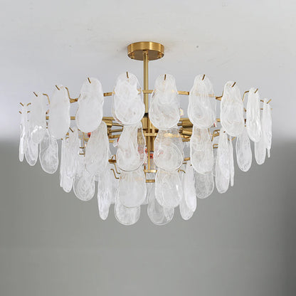Round Cloud Glass Brass Chandelier - Nuvé