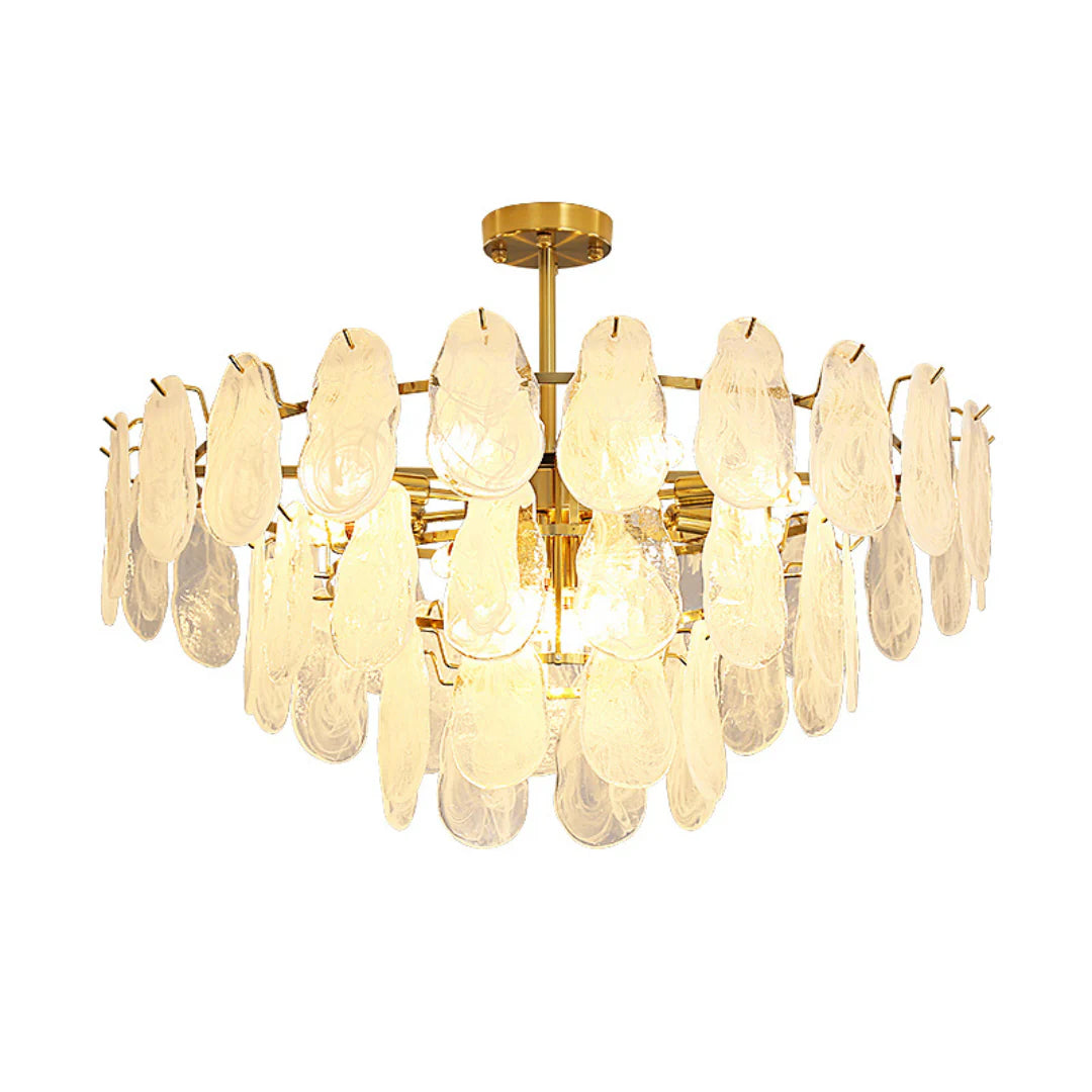 Round Cloud Glass Brass Chandelier - Nuvé