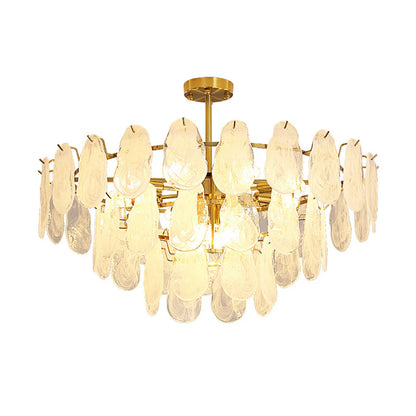 Round Cloud Glass Brass Chandelier - Nuvé