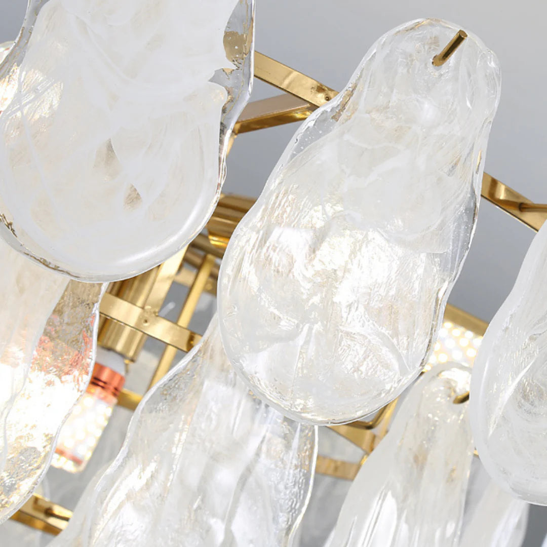 Round Cloud Glass Brass Chandelier - Nuvé
