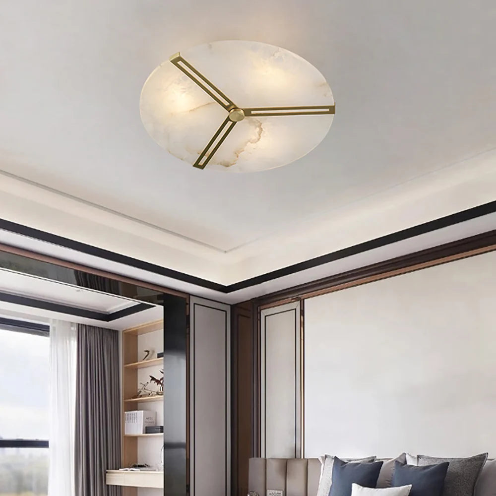 Round Copper Alabaster Ceiling Light - Nuvé