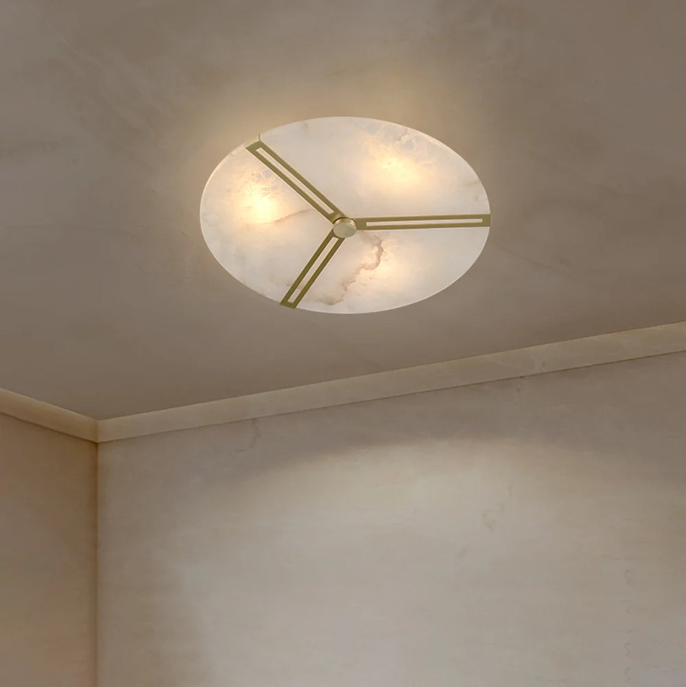 Round Copper Alabaster Ceiling Light - Nuvé