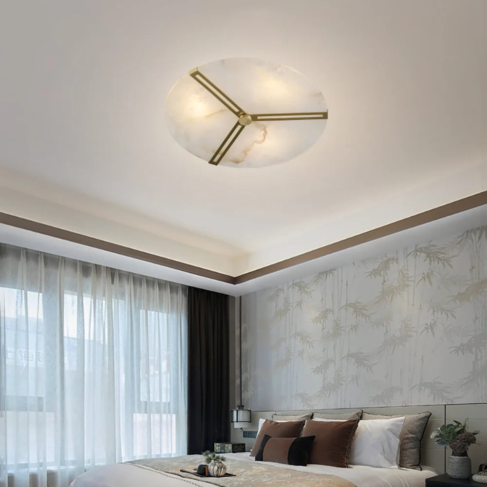 Round Copper Alabaster Ceiling Light - Nuvé