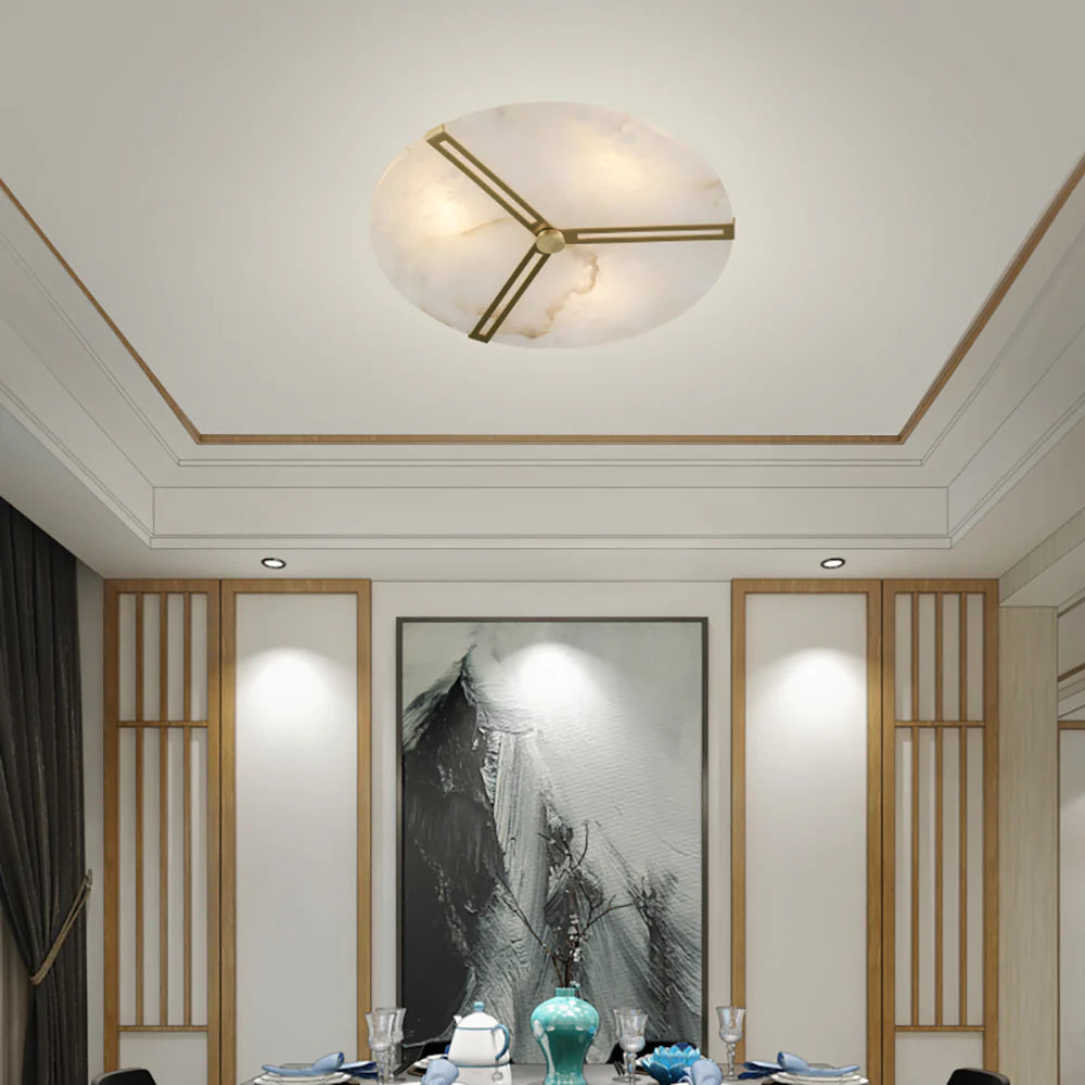 Round Copper Alabaster Ceiling Light - Nuvé