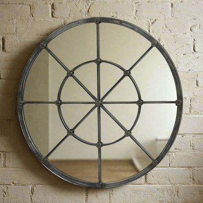 Round Industrial Grid Wall Mirror - Nuvé