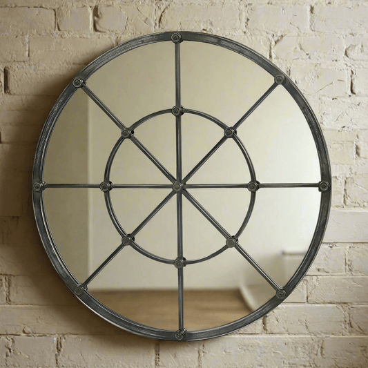Round Industrial Grid Wall Mirror - Nuvé
