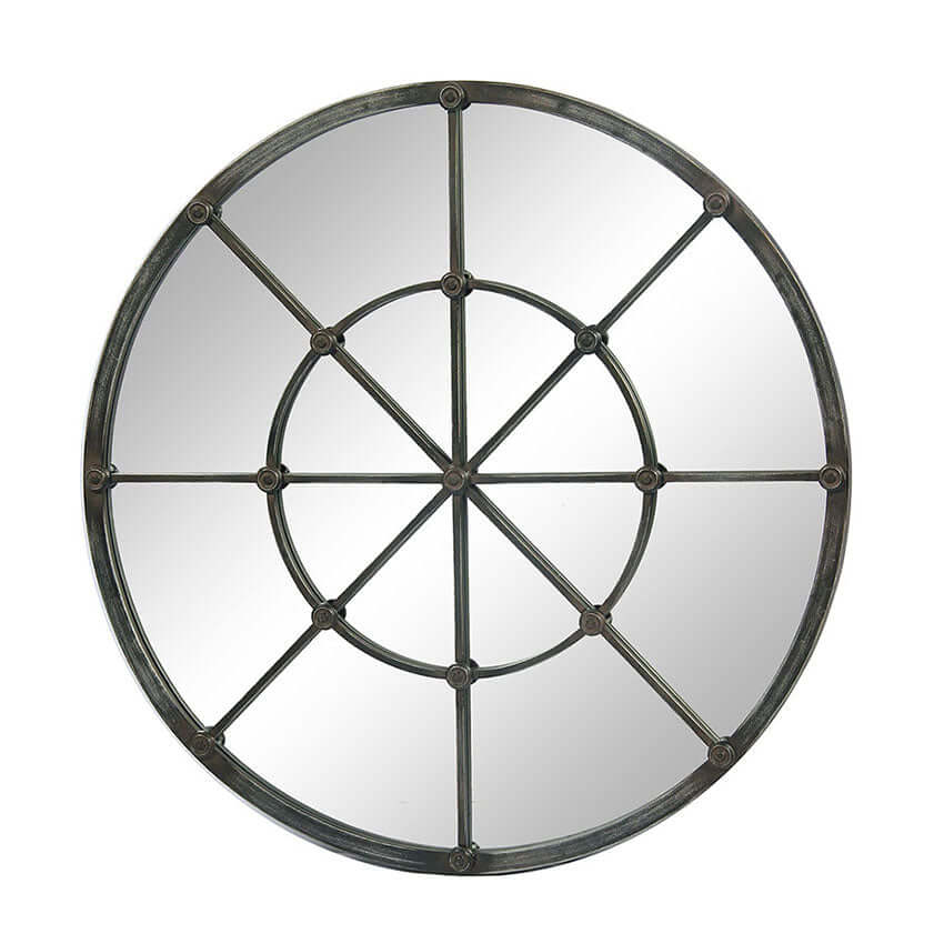 Round Industrial Grid Wall Mirror - Nuvé