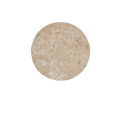 Yellow travertine round wall lamp by Korewolamp, featuring a smooth stone surface and modern wall-mounted design.