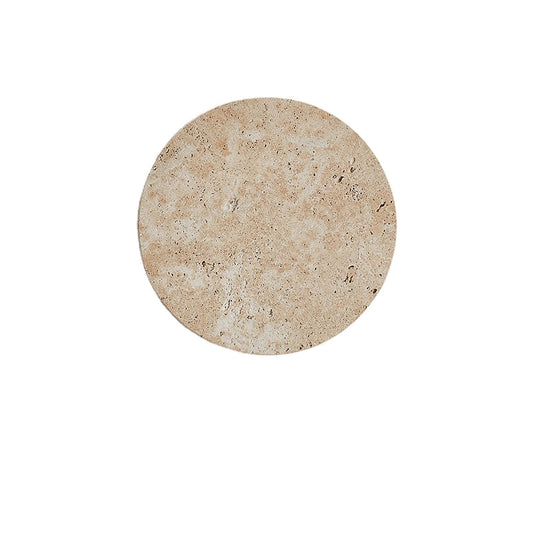 Yellow travertine round wall lamp by Korewolamp, featuring a smooth stone surface and modern wall-mounted design.