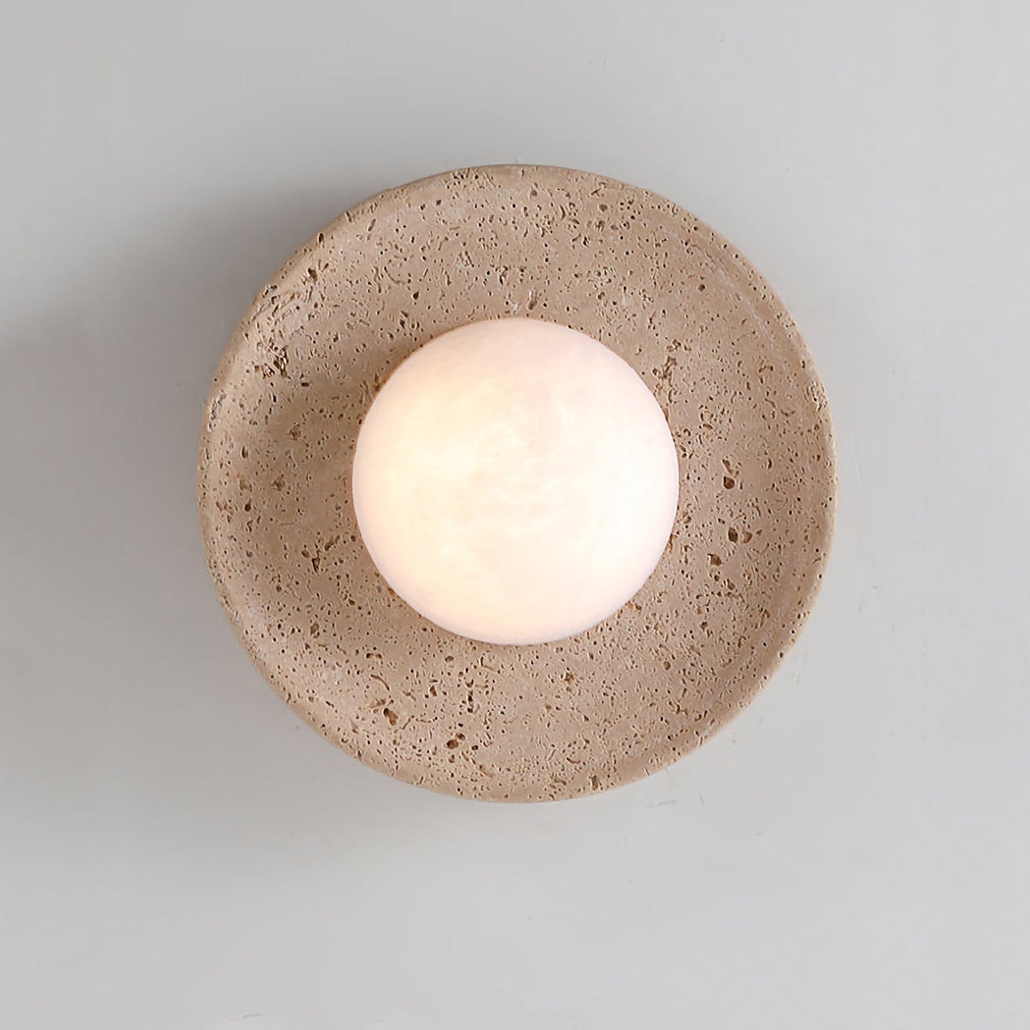 Round Travertine Wall Lamp - Nuvé