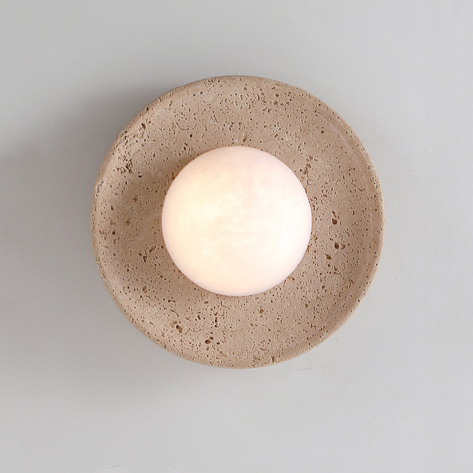 Round Travertine Wall Lamp - Nuvé