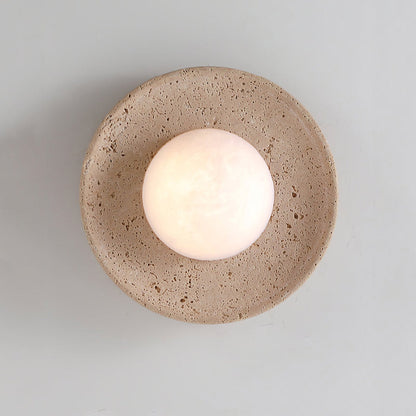 Round Travertine Wall Lamp - Nuvé