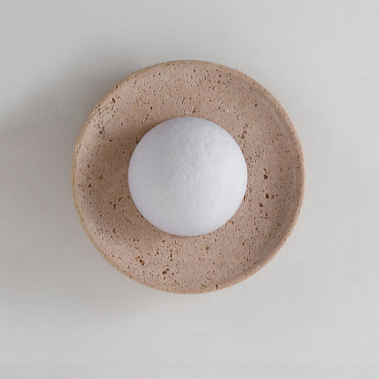 Round Travertine Wall Lamp - Nuvé