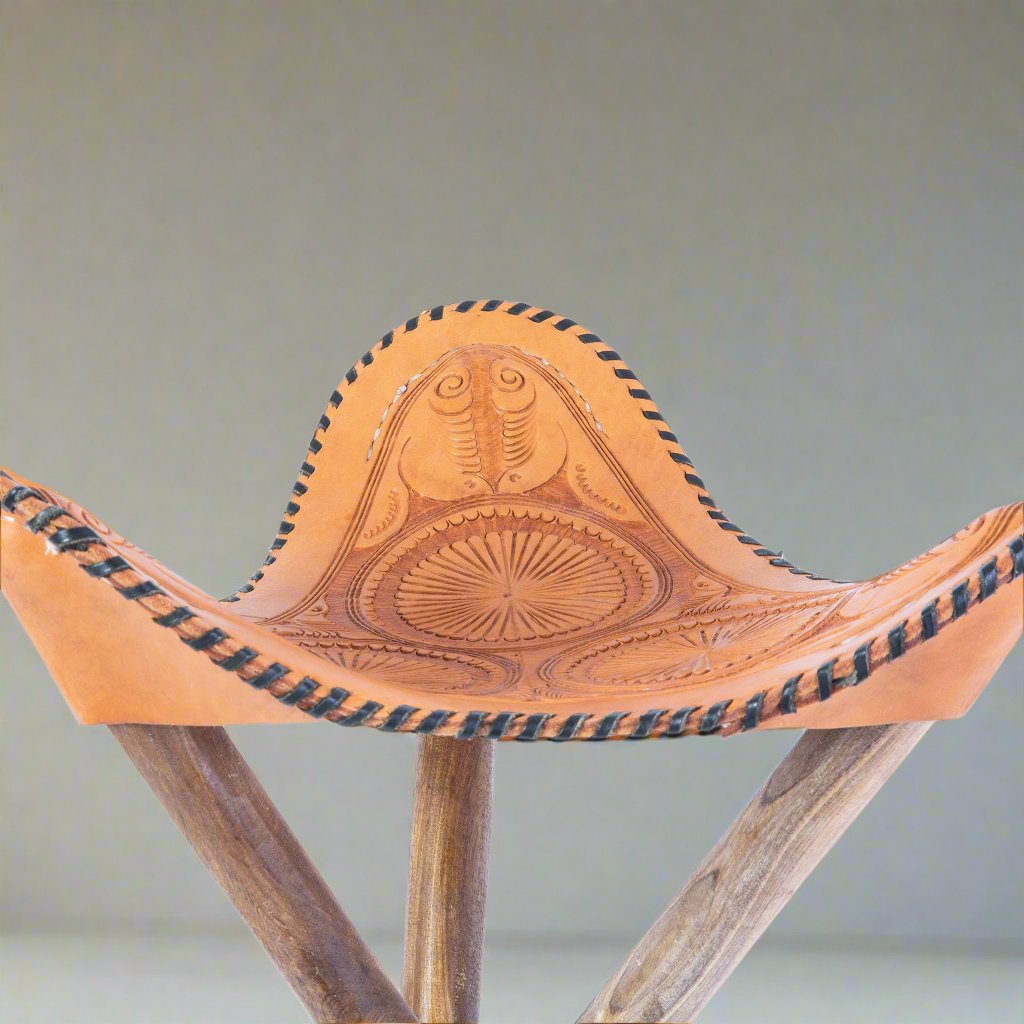 Caballero | Hand-tooled Leather Picnic Stool - Nuvé