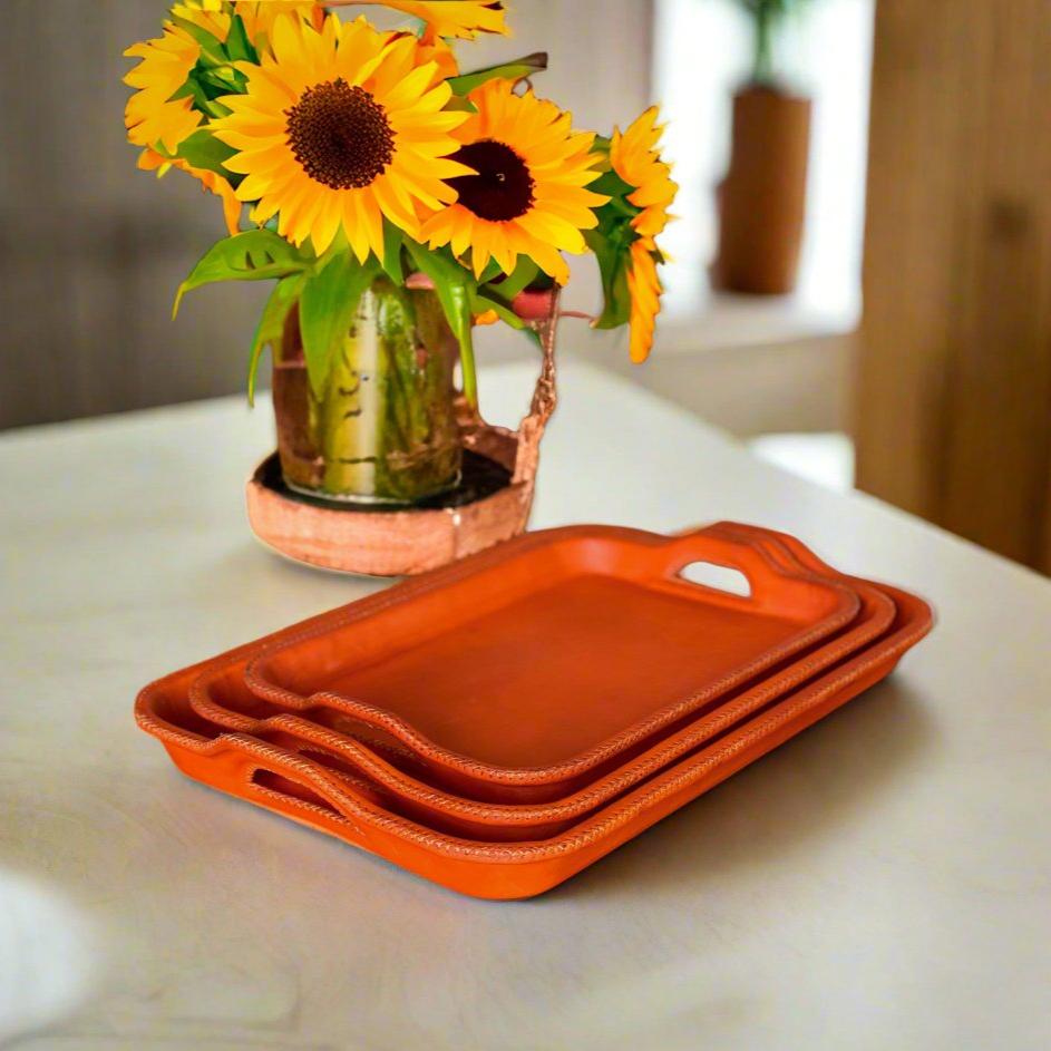 Simetría | Nesting Serving Tray Set (3) w/ Cutout Handles - Nuvé