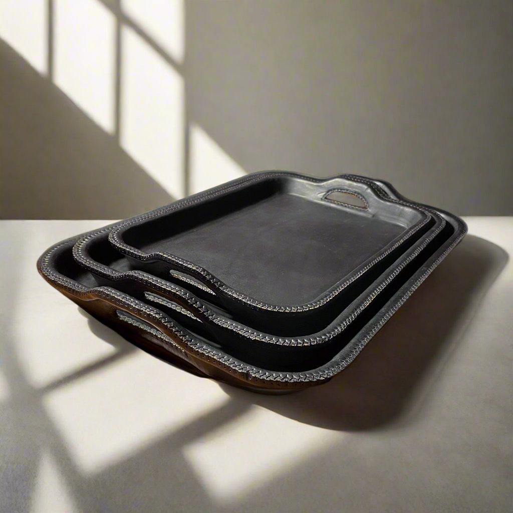 Simetría | Nesting Serving Tray Set (3) w/ Cutout Handles - Nuvé